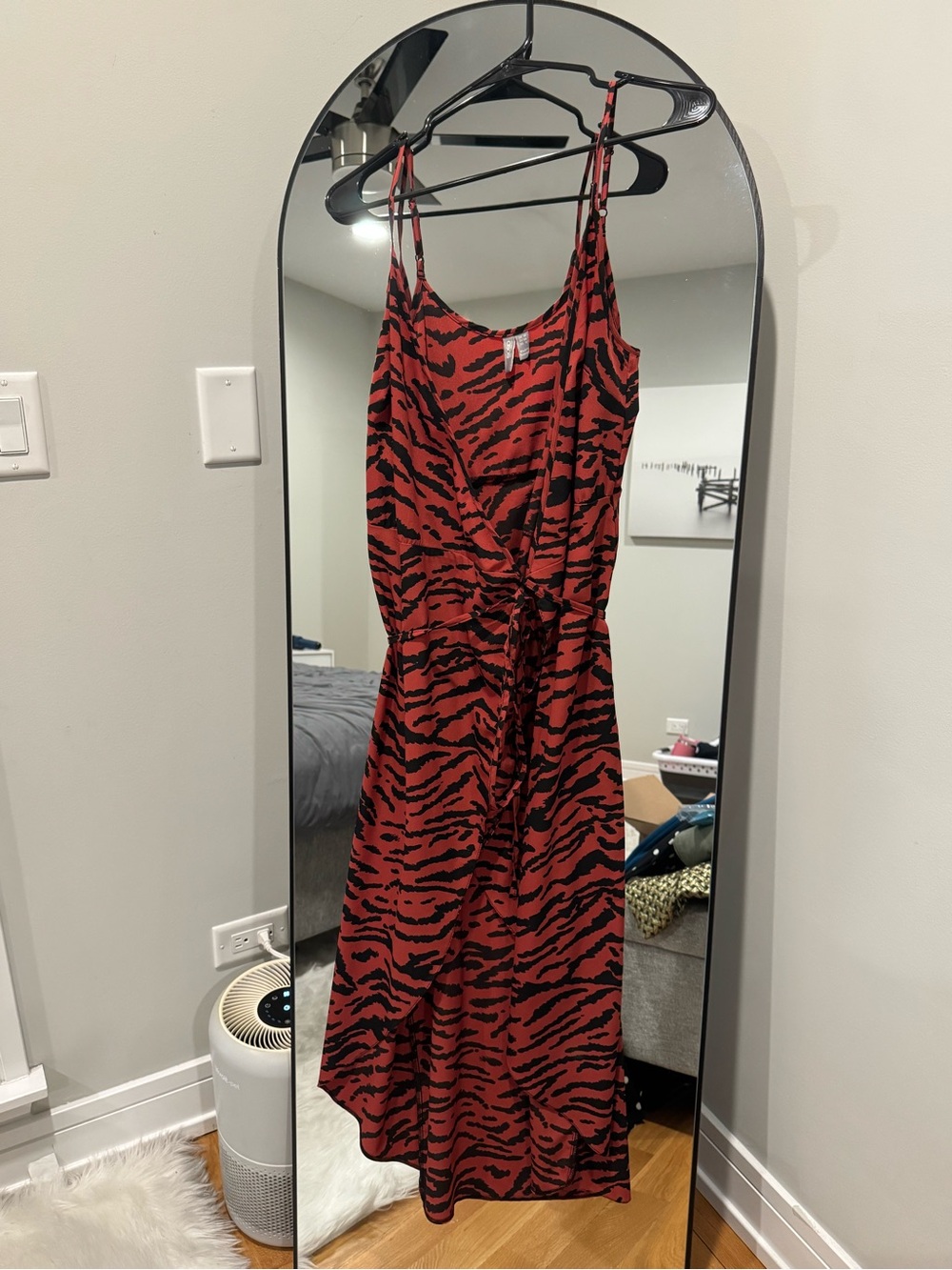 Red Tiger-Print Wrap Dress
